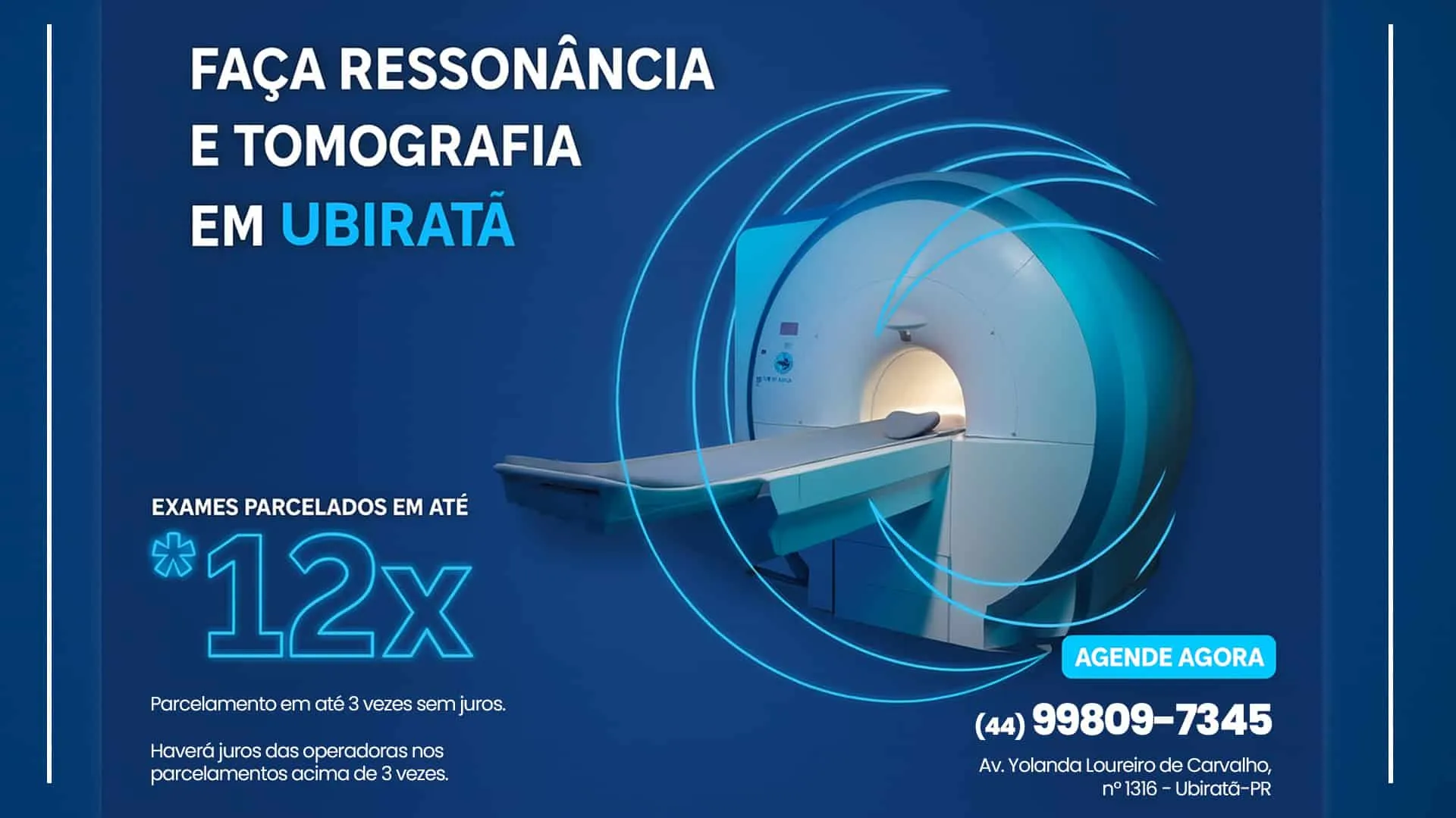 Faça ressonância e tomografia em Ubiratã — exames parcelados em até 12x
